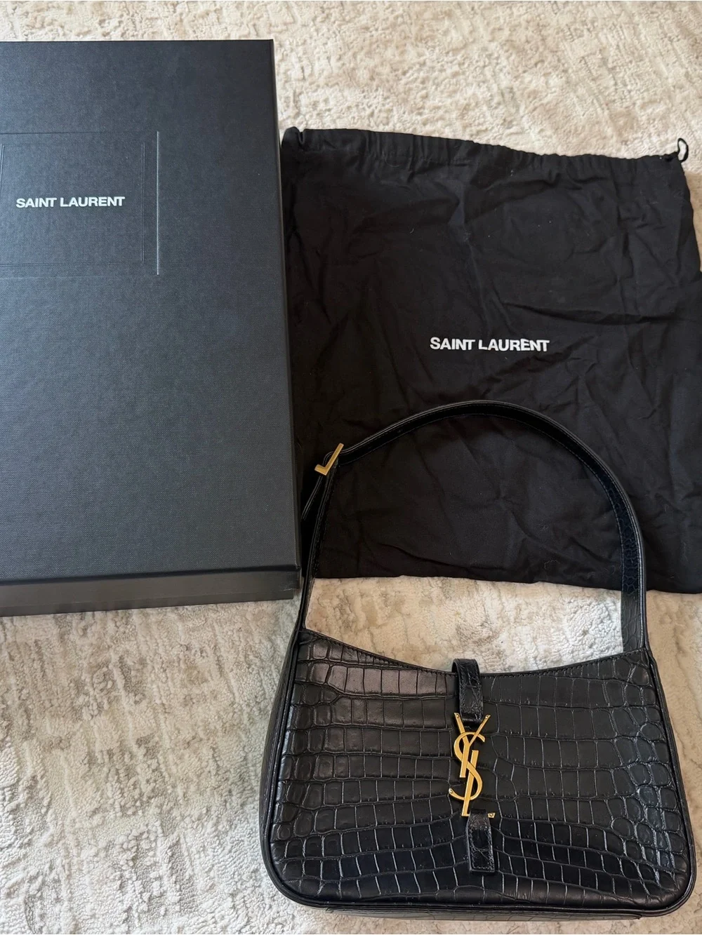 Saint Laurent 5A7 crocodile-effect shoulder bag